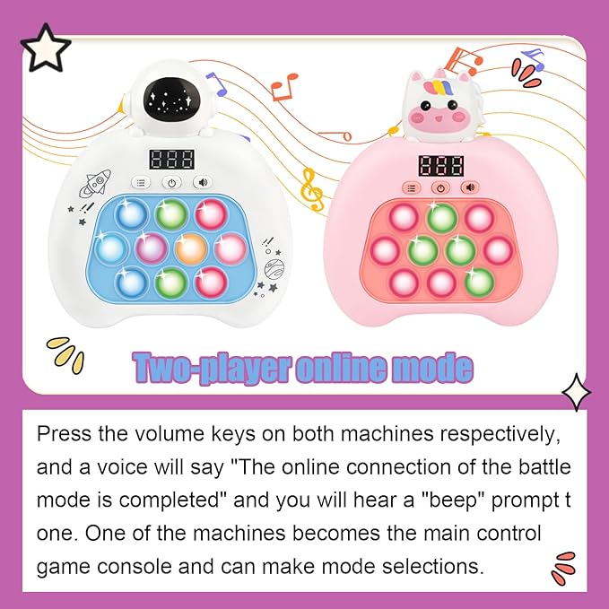 Fast Push Pop Fidget Toys for Kids, Handheld Puzzle Game with LED Screen & Multiplayer Mode, Sensory Toys for 3-12 Year Old Girls Boys, Fun Battle Gifts for Friends（Dinosaur）