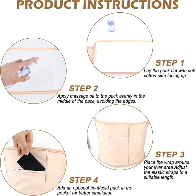 Kifmurase Castor Oil Pack Compress Wrap for Liver Detox, Soft Cotton Organic Castor Oil Wrap for Stomach, Reusable and Mess-Free, Improve Sleep and Digestion(Castor Oil Not Included)