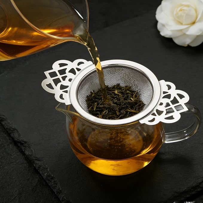 4 Pack Tea Strainer Bowl,Stainless Steel Small Tea Strainers Fine Mesh Loose Tea Infusers,Ideal Tea Filter for 2.5-4 Inch Cup Mouth/Tea Lovers(Silver)