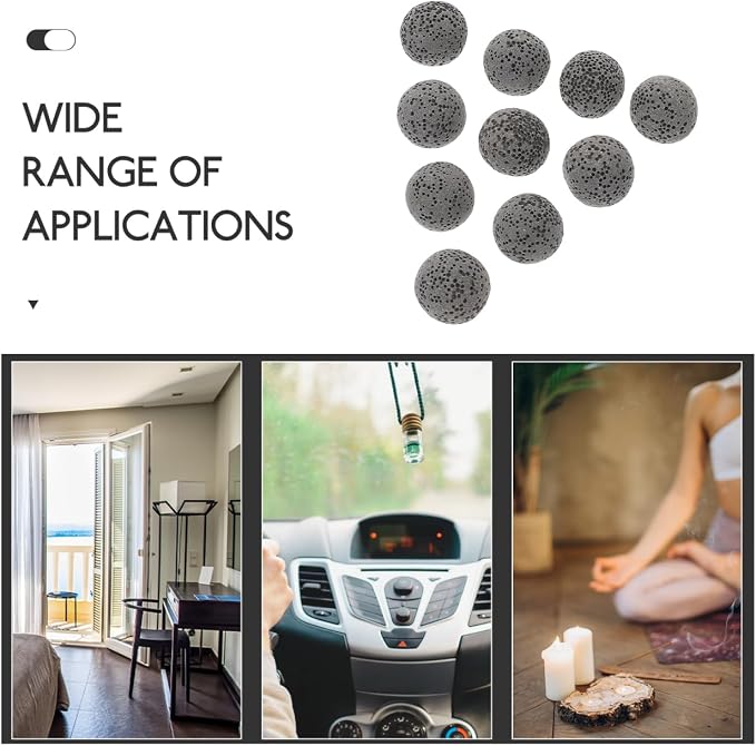 Baluue 20Pcs Natural Lava Rock Diffuser Stones, Mini Volcanic Rock Passive Essential Oil Diffuser for Desk, Zen Decor Aromatherapy Stones for Car, Office & Small Spaces (16mm/0.62")