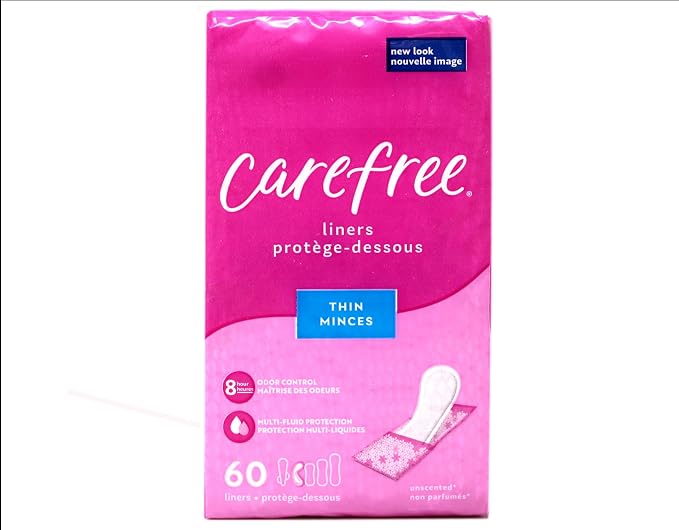 Carefree Acti-Fresh Body Shape Pantiliners Thin To Go Unscented - 60 Liners, Pack of 3