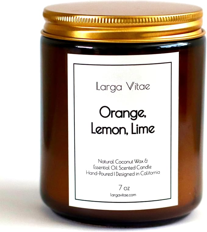 Organic Coconut Wax Aromatherapy Candle | Citrus Orange Lemon Lime | Non-Toxic, Pet Safe, Allergy Friendly | Phthalate Free | Zero Waste Sustainable Gift