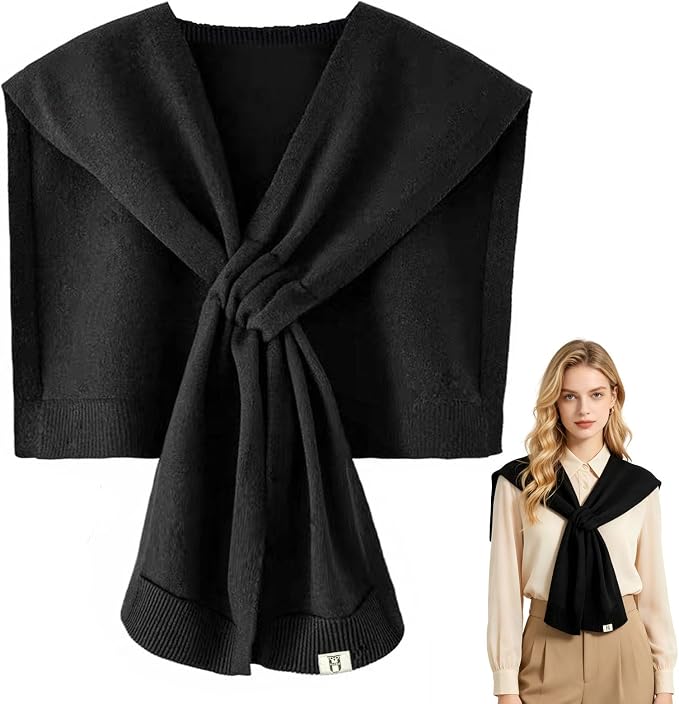 huablo Women's Fashion Knitted Shawl - Khaki Sweater Shawl for Air-Conditioned Rooms