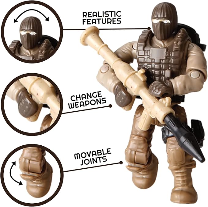 Special Forces Mini Action Figures Includes 3 Army Building Sets with 9 soldiers Arctic Troopers Snowmobile Scout Desert Squad Special Troops Toy Gifts 10+ Kids & parents - Quality Family Time 403 Pcs