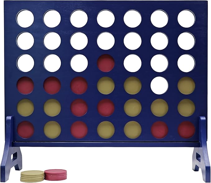 Tailgating Pros Premium Navy Giant Four in a Row with Carrying Case - Jumbo Oversized Outdoor Yard Game - Connect Multiple Pucks in a Row to Win - Many Puck Colors Available!