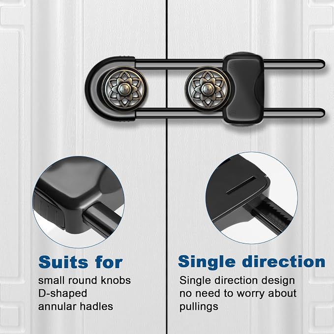 Cabinet Locks for Babies,Child Proof Cabinet Locks,8 Pack U-Shaped Baby Proofing Cabinets,Child Locks for Cabinets and Drawers,Child Safety Cabinet Locks with Adjustable (Black)