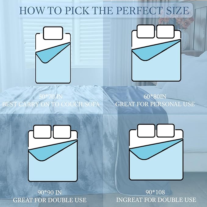 Cooling Blanket King Size (90"x108"), Double Sided Ice Cold Blanket for Hot Sleepers, Transfer Heat to Keep Cool, Soft Lightweight for Night Sweats, Bed & Couch, Ocean Design