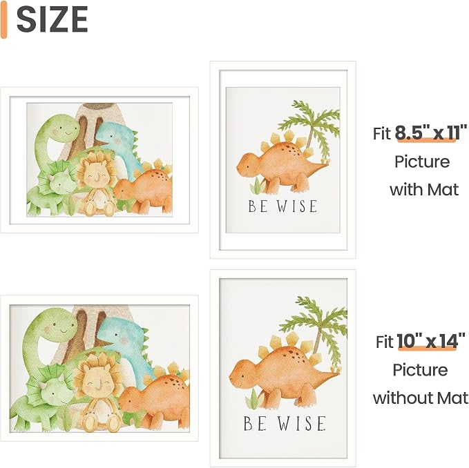 upsimples 10x14 Picture Frame, Display Pictures 8.5x11 with Mat or 10 x 14 Without, Wall Hanging Diamond Frames, White, 1 Pack