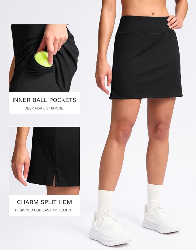 16" Skorts with 2 Pockets | Side Slits, High Waisted, A Line, Casual, Pickleball, Athletic, Golf, Tennis Skirt, for Women