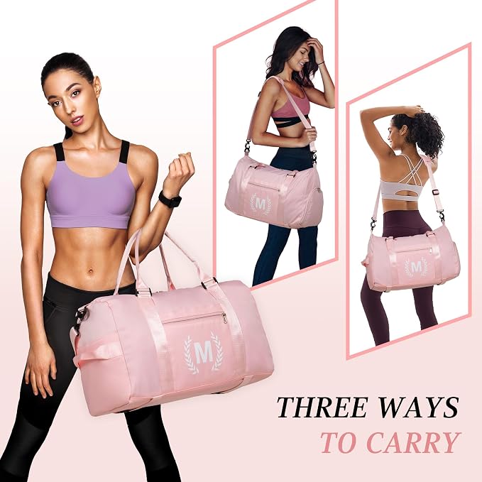 Gym Bag for Women, Personalized Duffle Bag with Shoe Compartment, Sports Bag for Yoga & Dance with Wet Pocket and Mat Strap
