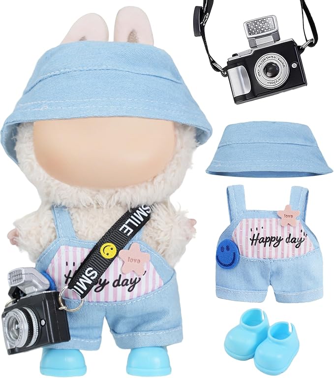 17 cm Cute Doll Clothes Design Outfit Blind Mystery Box Accessories Mini Stuff Dress Overalls Hoodie Pajamas Blue
