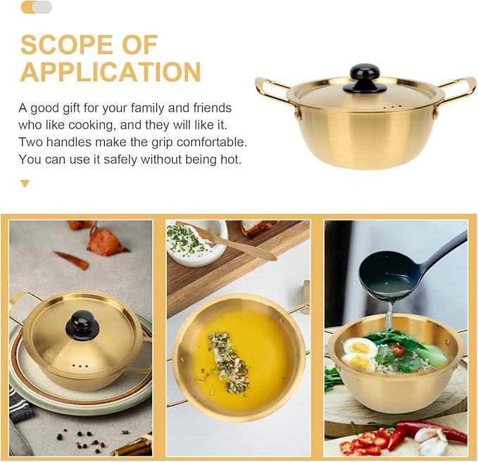 ERINGOGO Korean Noodle Pot Stainless Steel Instant Ramen Maker Easy Clean Family Size