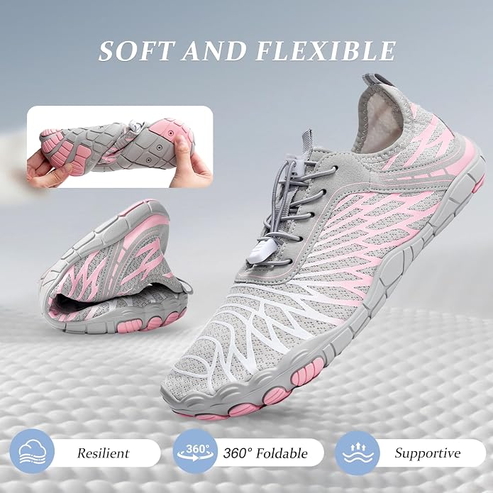 Barefoot Shoes for Women & Men, Grounded Walking Hiking Barefoot Shoes, Wide Toe Box Non-Slip Water Athletic Footwear, Comfortable Vitality Barefoot Footwear, Trail Running Sneakers Unisex