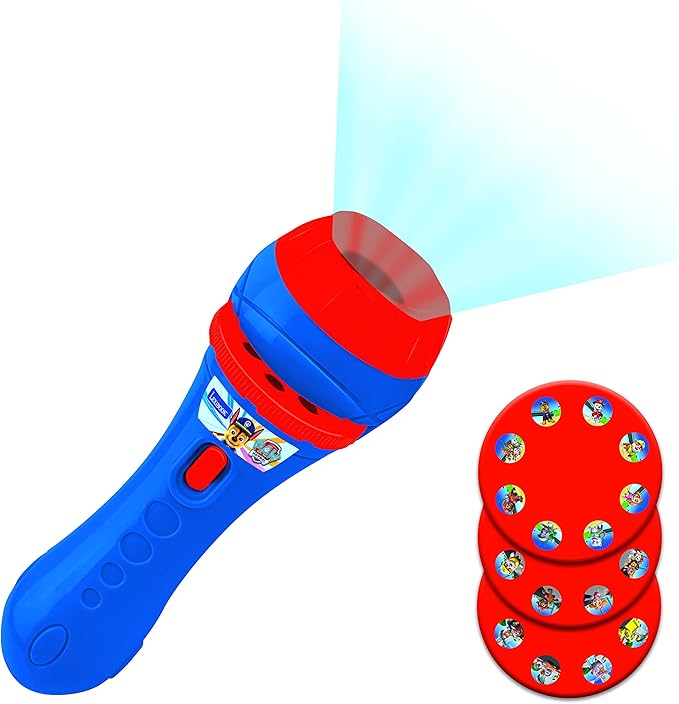 LEXiBOOK, Paw Patrol, Stories Projector, Torch Light and Projector with 3 Discs, 24 Images, Create Your own Stories, LTC050PA