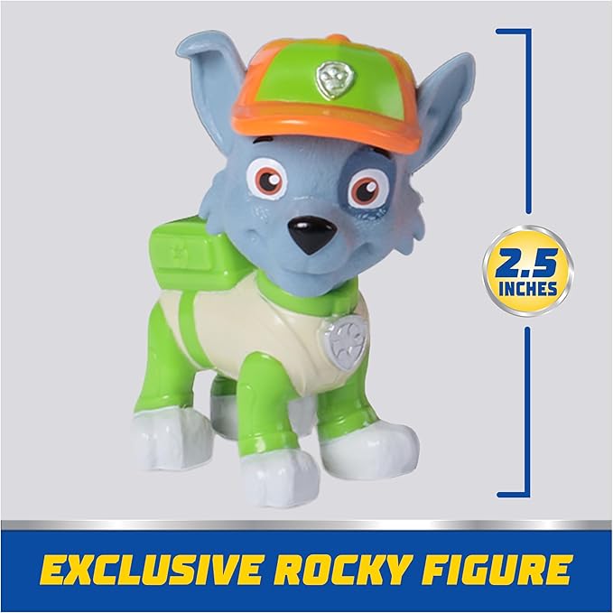 Paw Patrol: Crush N’ Roll Recycling Truck with Rocky Action Figure & Transforming Compacted Trash Vehicle, Kids Toys for Boys & Girls Ages 3 and up