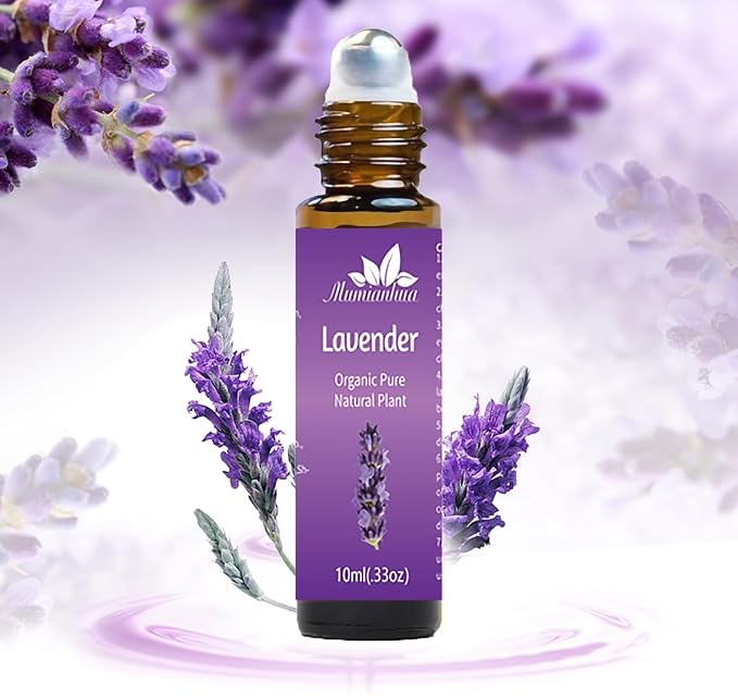 Lavender Roll-On Essential Oil, Pre-Diluted, Portable Aromatherapy, 0.33Oz | Mumianhua Floral-Herbal Rollerball. Ready-to-Use. Calming Scent for Pillow, Pulse Points, Skin & On-the-Go Relaxation