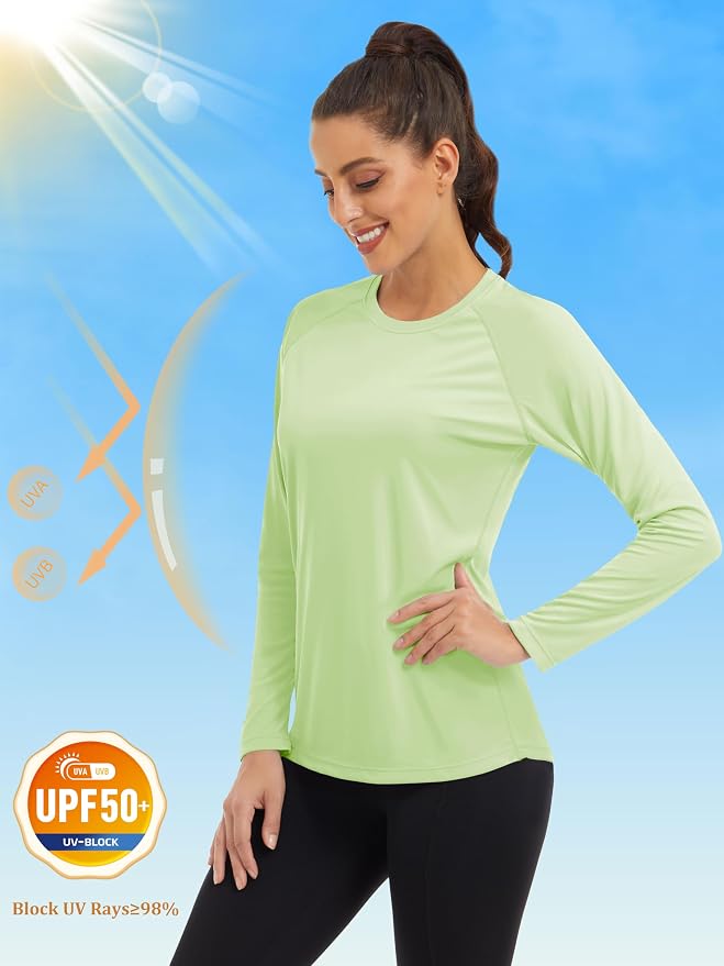 MAGCOMSEN Women's Long Sleeve Shirts UPF 50+ Sun Protection Shirts for Hiking Fishing Workout Rash Guard