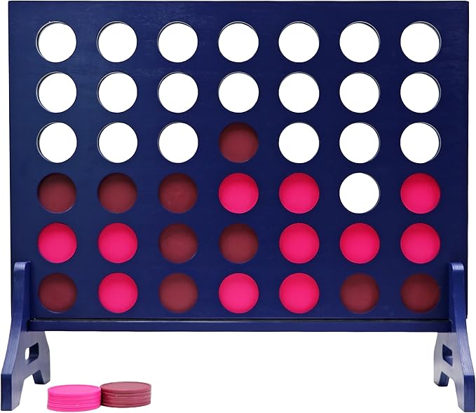 Tailgating Pros Premium Navy Giant Four in a Row with Carrying Case - Jumbo Oversized Outdoor Yard Game - Connect Multiple Pucks in a Row to Win - Many Puck Colors Available!