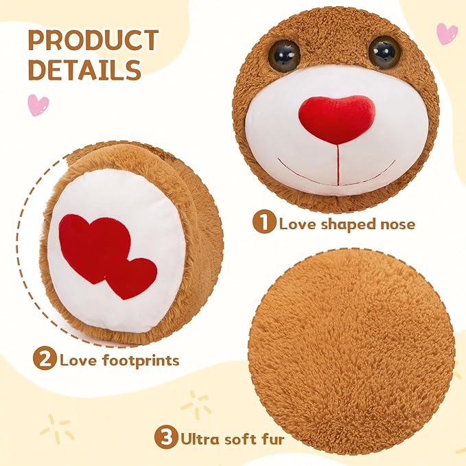 MaoGoLan Giant Teddy Bear Plush 42",Big Teddy Bear Stuffed Animal with Heart Footprints and Heart Nose,Valentines Bear for Girlfriend,Wife,Lover-Anniversary, Birthday,Long Distance,Dark Brown