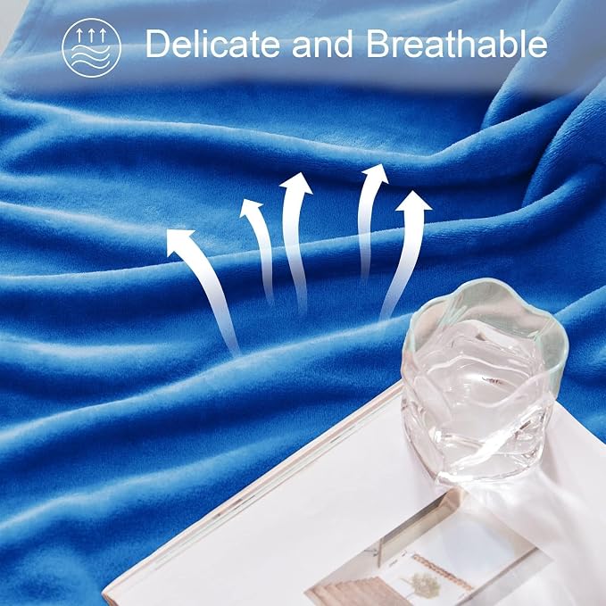 Exclusivo Mezcla Soft Fleece Blanket Twin Size for Bed, Cobalt Blue | 90x66 Inches, Double-Sided Brushed Flannel, Lightweight Plush Cozy Blanket for Home Decor, All Season, Machine Washable