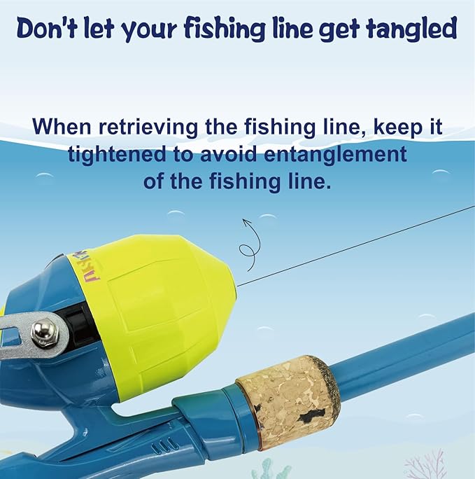 Kids Fishing Pole Set, Kids Fishing Rod and Reel Combo and Fishing Net Tackle Box with Lures Hooks and Bag for Boys Girls Youth Fishing