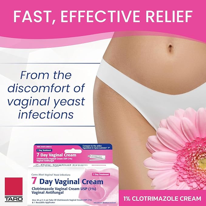 Clotrimazole USP 1% 7-Day Vaginal Cream 1.5 Oz (45g) Yeast Infection Treatment, Feminine Anti-Itch Cream for External Itching & Irritation (Pack of 3)
