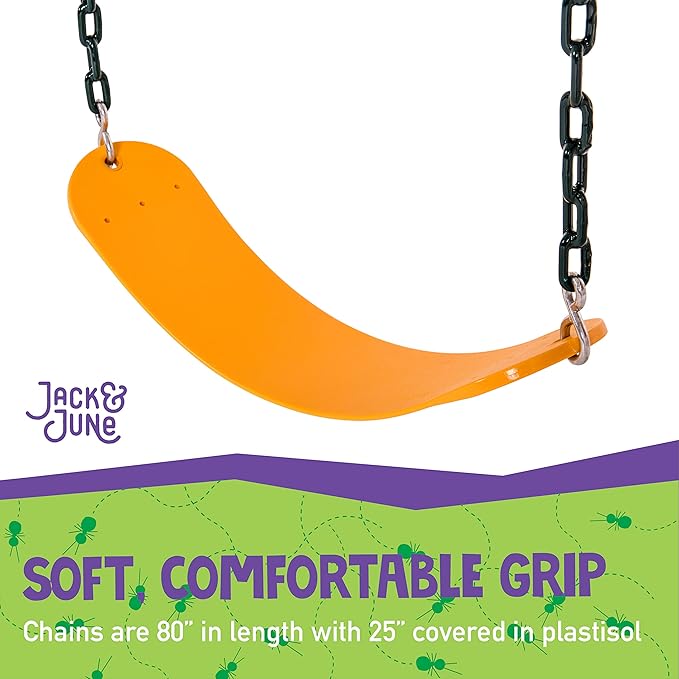 Jack and June Playset Belt Swing with 80" Chains Made for 5' and 6' Deck Height - Multiple Colors Available