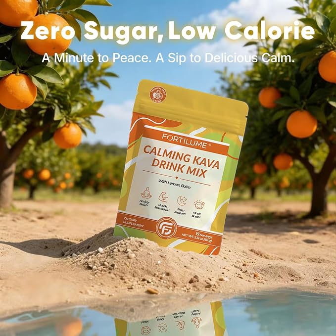 Calming Kava Drink Mix, Instant Kava Powder, Low-Calorie, Non-Alcoholic | Plant-Based Relaxation Alternative Beverage | 15 Servings (Tropical Fruit)