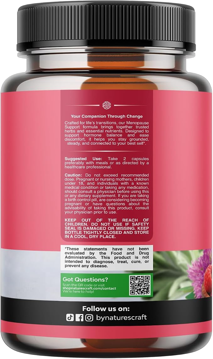 Complete Herbal Menopause Supplement for Women - Multibenefit Menopause Ease Hormone Balance for Women for Night Sweats Mood and More with Dong Quai Vitex Chaste Berry and Black Cohosh - 30 Count