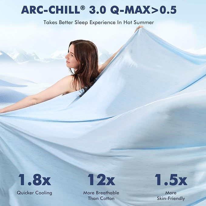 Elegear Double-Sided Arc-Chill® 3.0 Cooling Blanket for Hot Sleepers, Throw | Q-Max>0.5 Cooling Fabric, Absorbs Heat to Keep Body Cool, Lightweight Summer Blankets for Night Sweats & Menopause, 51"x67"