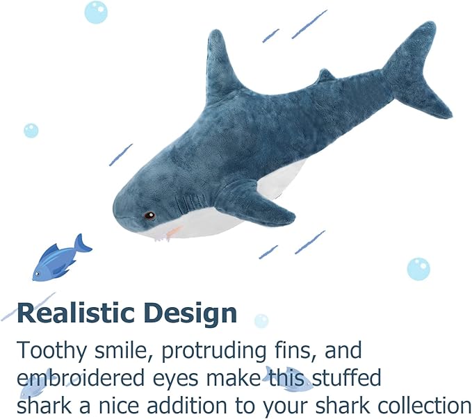 MorisMos Giant Shark Stuffed Animal 40 Inch Shark Plush Toys, Soft Plush Shark Hugging Pillow for Kids