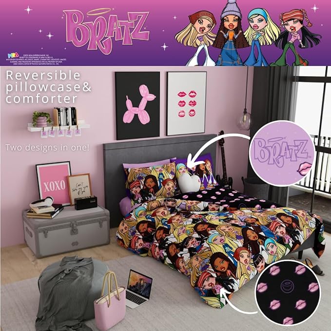 Franco Bratz Fashion Bedding 7 Piece Super Soft Comforter and Sheet Set with Sham, Queen, (100% Officially Licensed Product)