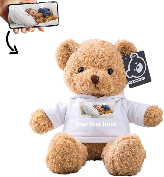 Personalized Teddy Bear with Text+Photo, Valentines Bear Stuffed Animal Plush Toys as Personalized Gifts for Women Men on Valentines' Day Birthday Anniversary Christmas Day（16 inch-Text+Photo