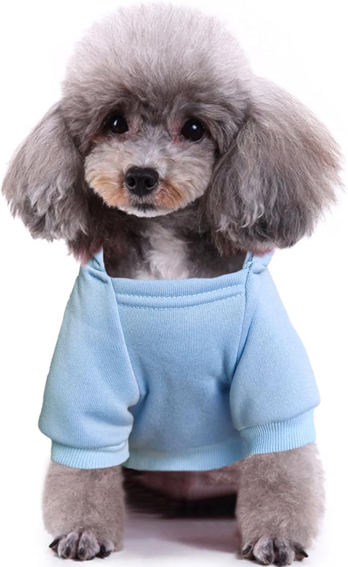 Jecikelon Winter Printed Dog Hoodies Sweatshirts Warm Clothes for Small Dogs Chihuahua Coat Puppy Clothing Cat Custume (Light Blue, Medium)