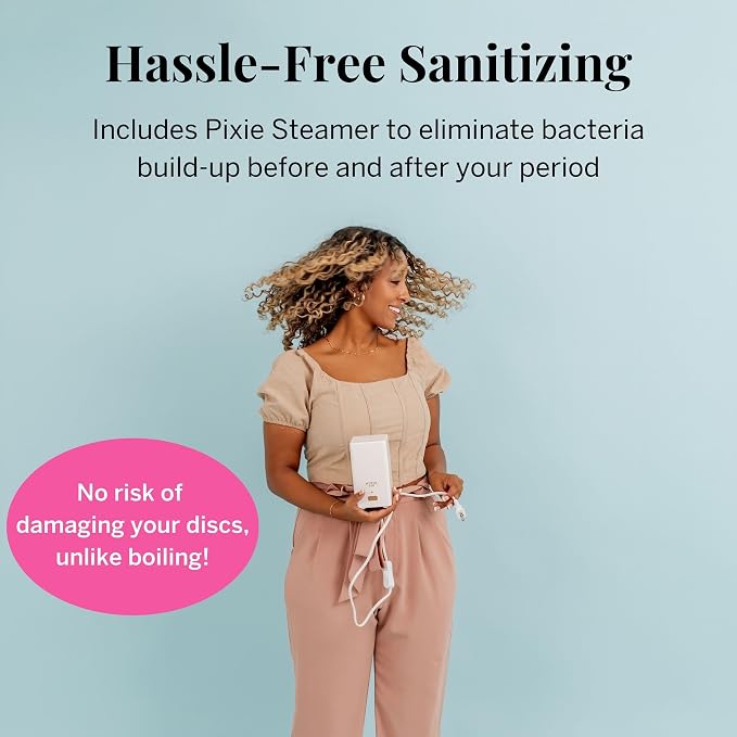 Pixie Menstrual Disc Collection - 2 Reusable Period Discs with Applicator, Sterilizer, Feminine Wash & Totes for Feminine Care, Tampon-Style Insertion - All-in-One Easy Period Solution