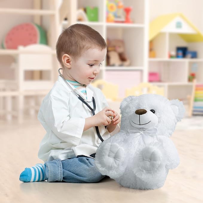 Super Color Teddy Bear Stuffed Animals Plush Toy for Children Girlfriend Family Congratulations Baby Shower Birthday White 14 inch