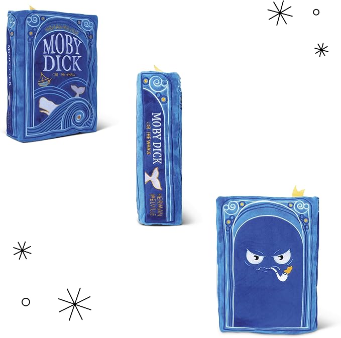 Punchkins Moby Dick Book Plush – Soft Collectible Gift for Book Lovers, Readers, Teachers, Bookworms- Literary Decor for Library, Office, or Study– 11x7/PillowSize