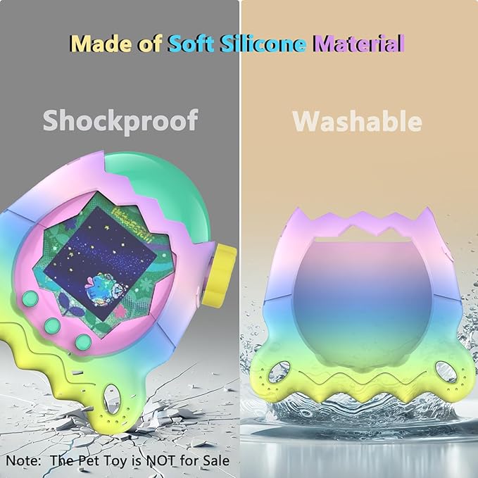 Silicone Case for Tamagotchi Paradise with Button Cap, Protective Cover with Screen Protector and Lanyard for Tamagotchi Paradise Pet Accessories (Rainbow)