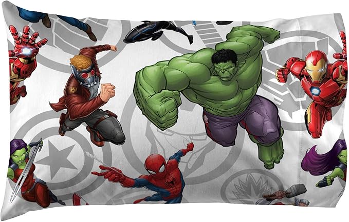 Jay Franco Kids Sheet Set with Fitted, Flat Sheets & Pillow Cover - Ultra-Soft Bedding with Pillowcase for Room Decor, Multi - Avengers, 3 Piece Twin