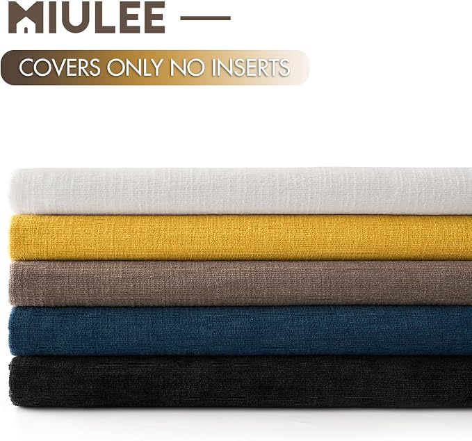MIULEE Yellow Chenille Couch Lumbar Throw Pillow Covers, 12x20 | Set of 2, Soft Farmhouse Modern Home Decor, Decorative Pillowcases for Sofa Living Room Bed
