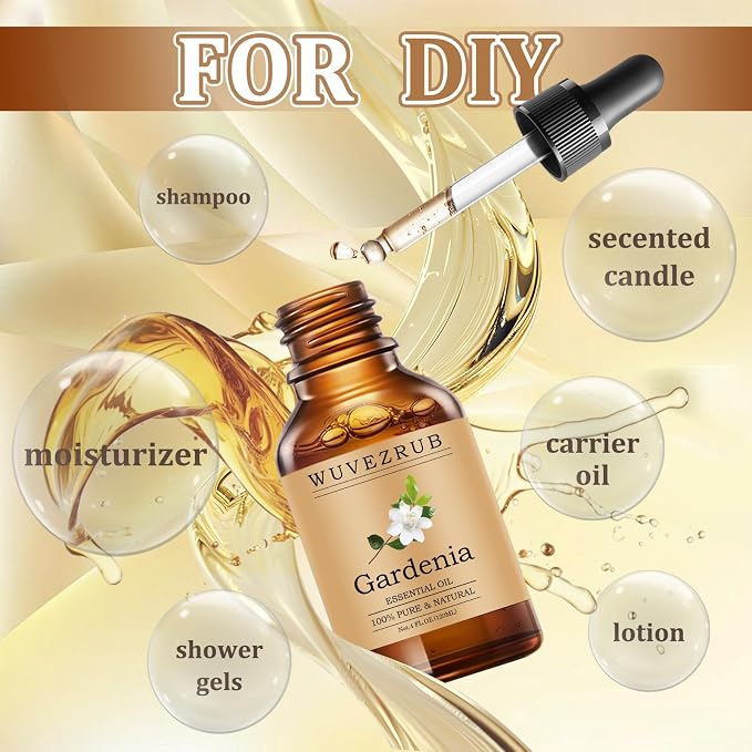 Gardenia Essential Oils 120ML, Pure Gardenia Essential Oil for Aromatherapy Diffuser - 4 Fl Oz