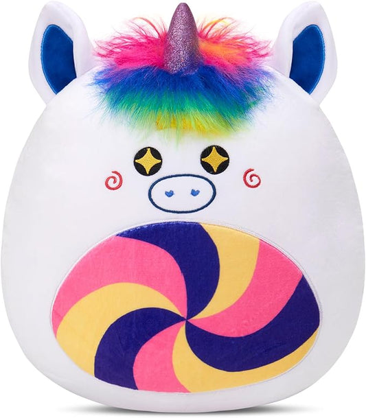 Athoinsu 12‑Inch Rainbow Unicorn Plush Pillow Soft & Cuddly Stuffed Animal for Kids Toddler Girls and Boys, Cute Rainbow Belly Plush Gift