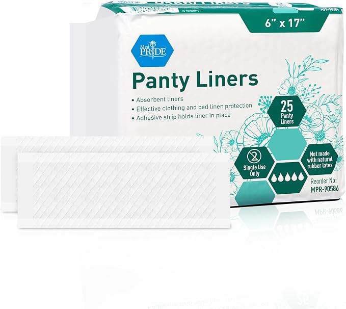 MED PRIDE Premium Ultra Absorbent Panty Liners for Women - Unscented Feminine Pantyliners for All-Day Leak Protection- Regular Length Underwear Liners with Adhesive Strip for Comfortable Fit- 25-Pack