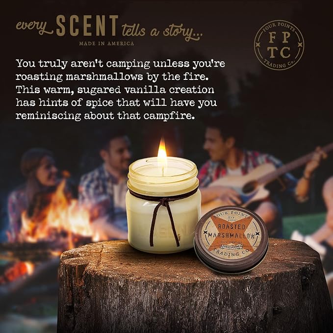 Roasted Marshmallow Scented Soy Aromatherapy Candle, Candles for Home Scented Variety, Use in Bath for Stress Relief and Relaxation, Ideal Gifts for Women 8 Oz w/Candle Jar