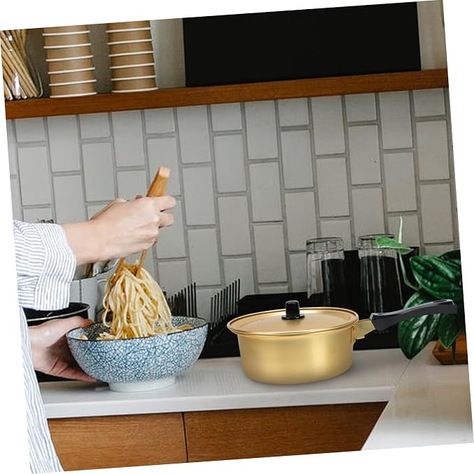 Luxshiny 1Pc Golden Korean Ramen Pot Stockpot for Cooking Noodles Soup and Food Versatile Kitchen Tool for Instant Noodles and Korean Cuisine
