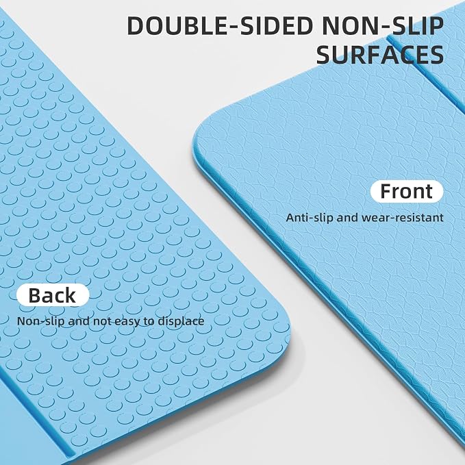 Folding Yoga Mat Extra Thick 0.4 Inch, Foldable Yoga Mat 75 x 26 Inches, TPE Exercise Mat, 7-Panel Non Slip Cushioned Fitness Mat for Yoga, Pilates, Stretching, Home Workout