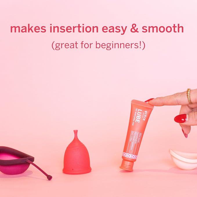 Pixie Menstrual Cup Lube for Feminine Care - Make it Easy to Insert Your Period Cups - All Natural Water Based Lubricant - Very Useful for Menstrual Disc Users - TSA Approved (20 ML)