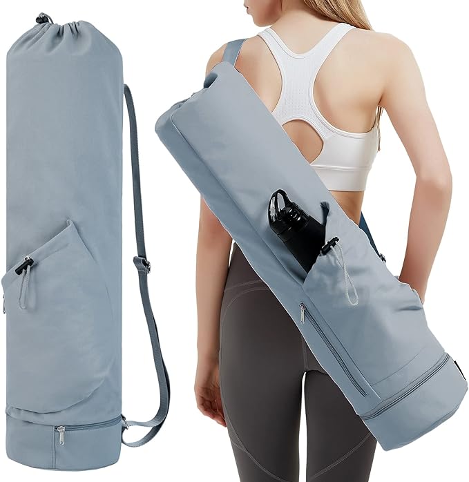 sportsnew Yoga Mat Bag with Water Bottle Pocket and Bottom Wet Pocket, Exercise Yoga Mat Carrier Multi-Functional Storage Bag, Patent pending