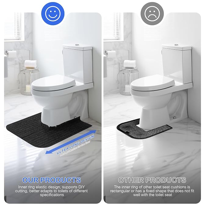 Round Commode Potty Training Mats for Boys, Toilet Training Mats, Potty Training Toilet Rugs, Toilet Rugs u Shaped,Toilet mats for Bathroom,Machine Repeatedly Washable(4 Pack, Black)