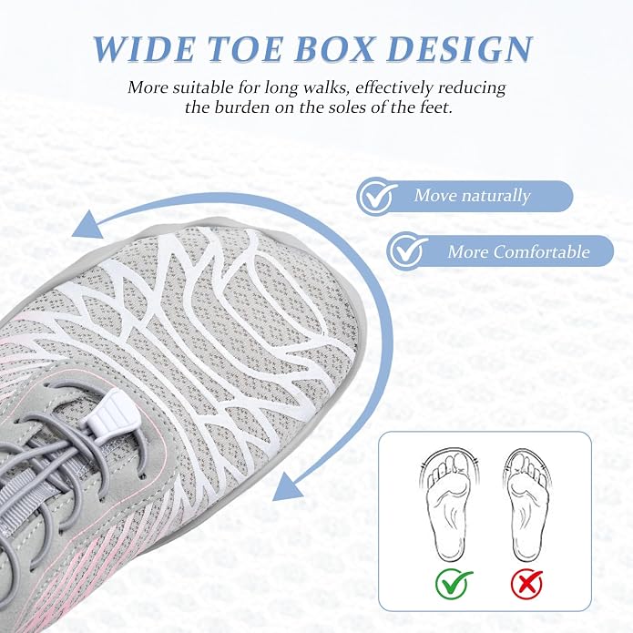 Barefoot Shoes for Women & Men, Grounded Walking Hiking Barefoot Shoes, Wide Toe Box Non-Slip Water Athletic Footwear, Comfortable Vitality Barefoot Footwear, Trail Running Sneakers Unisex